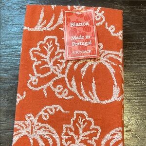 3 Pack Bianca Orange/White Pumpkin and Plaid Patterned Dish Towels